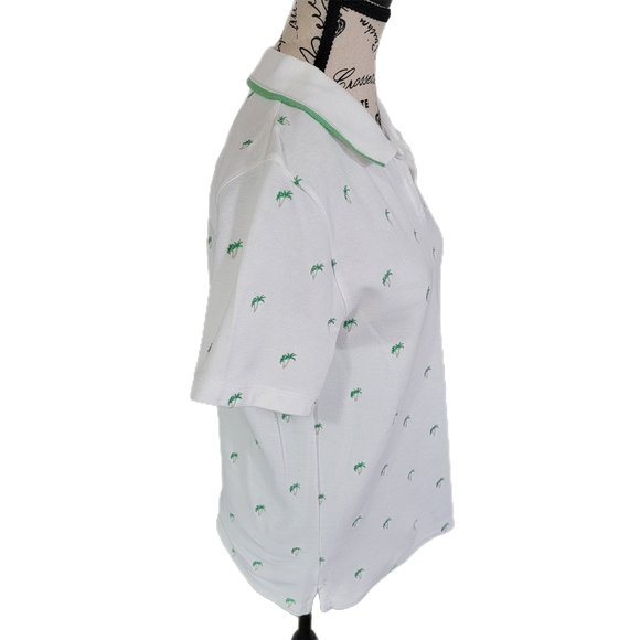 Women's size Medium Pendleton Golf Polo Palm Tree Design White Shirt - Picture 4 of 6